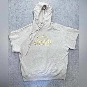 Women's Aerie Cream Feelin Good Short Sleeve Hoodie Sweatshirt Size L